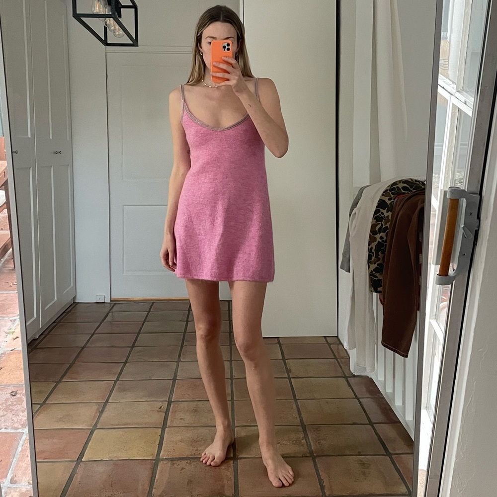 Pink Zara Wool and Alpaca Embellished Dress | Size Medium